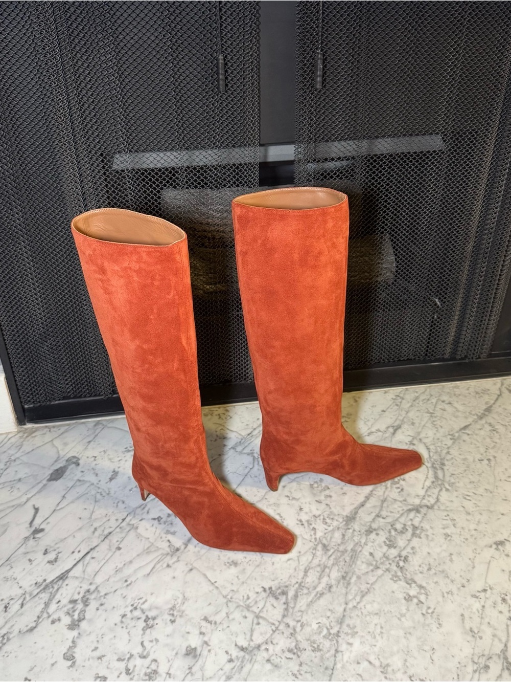 New Staud Wally 100% Suede Knee High Boots Auburn Size EU 37.5 US 7.5 $495 - Picture 5 of 12